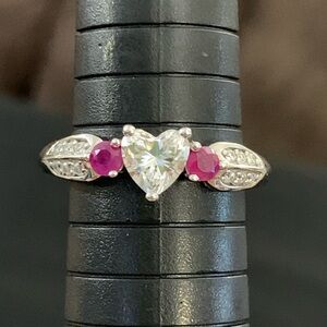 MOISSANITE FIRE(R) 92CTW DEW AND .30CTWRUBY PLATINEVE(TM) RING